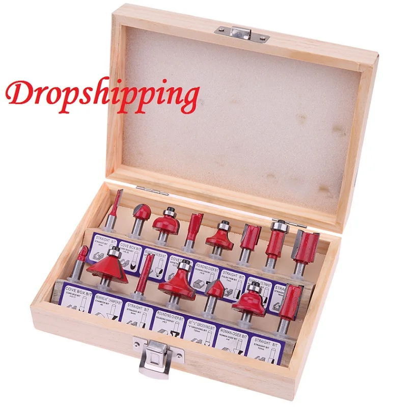 

15Pcs 1/4" Shank Wood Router Set of Tool Milling Cutters Tungsten Carbide Wood Cutter Woodworking Tools Forming Milling Tool Set
