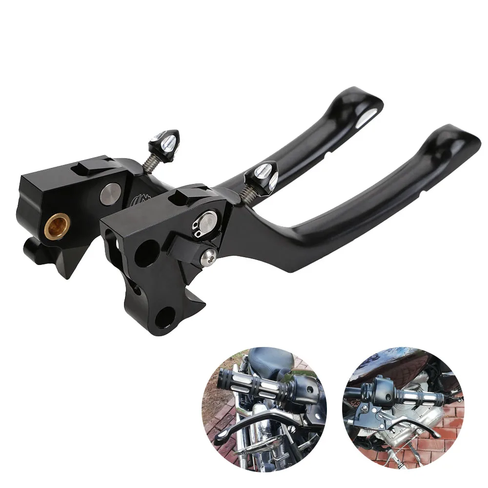BLACK Aluminum Motorcycle Left Right Brake Clutch Levers For Harley