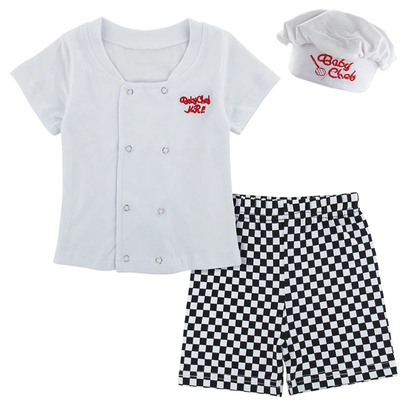 Newborn Baby Boy Chef Costume Clothing Set Infant Cosplay T shirt Pants