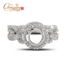 Caimao Jewelry 6.5mm Round Cut 14K White Gold Natural Diamond Enagament Ring & Wedding Band