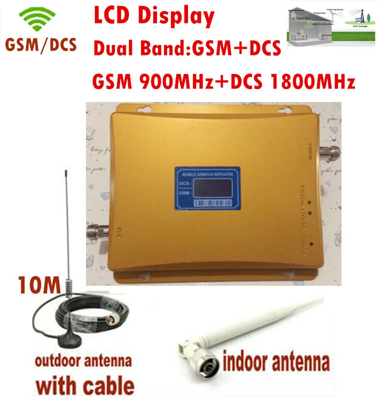 

10 m Cable+Antenna GSM 900 1800 MHz 2g 4g lte Dual band Repeater 65dbi Signal GSM DCS 900/1800 Amplifier Signal Booster Repeater