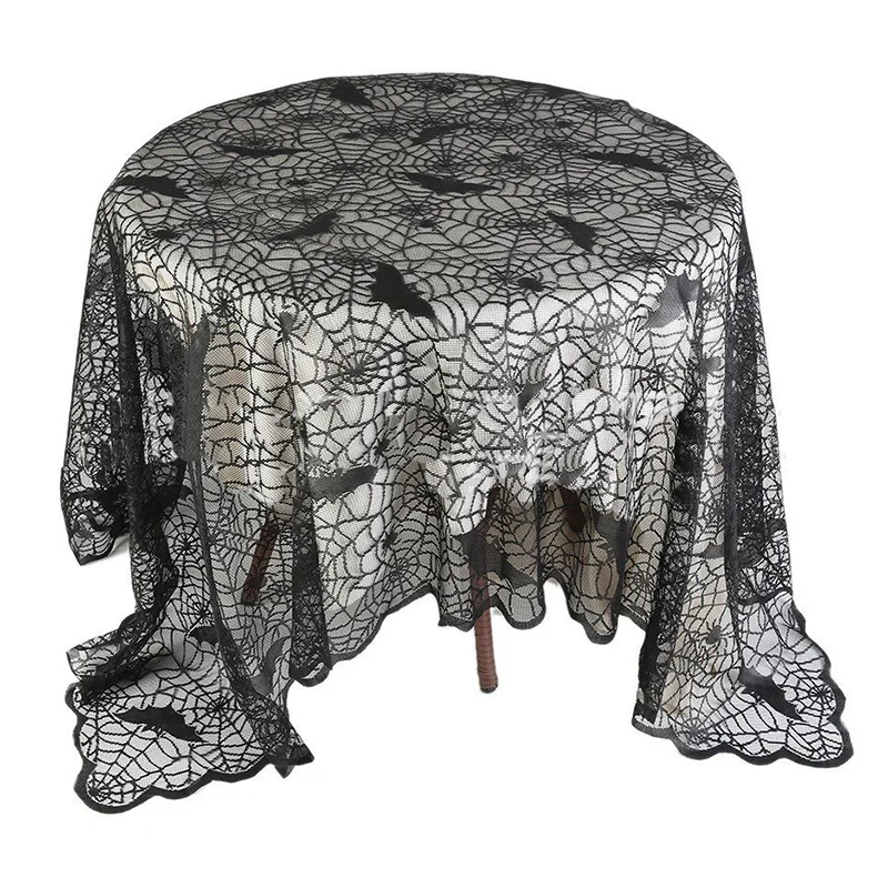 

Rectangle Lace Black Spider Web Halloween Tablecloth Tablecover Overlay Halloween party Home Decoration Bar Props Tablecover