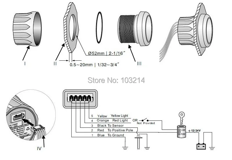 52 мм бак Gauge(sv-ky12000) 240-33 Ом 316 нержавеющая сталь ободок Черный Лицевая панель для автомобиля Truck универсальным лодка морской