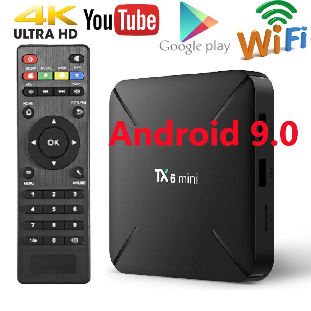 Android 9,0 ТВ коробка TX6 mini 2 GB 16 GB Allwinner H6 4 ядра USD3.0 Двойной Wi-Fi BT4.2 HDR 4 K Поддержка проигрыватель google Youtube Netflix