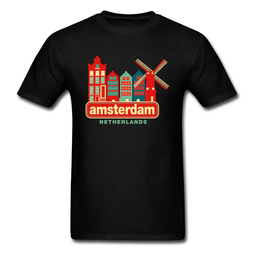 

Cheaper Funny Print T Shirt For Men Vintage Amsterdam Netherlands Tshirt Fashion Casual Tops Tees New Style Shirt Male