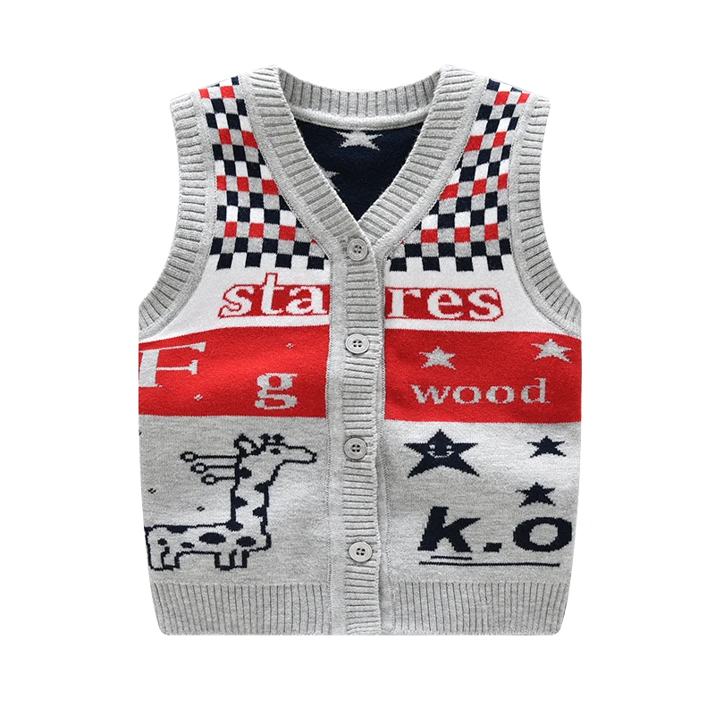 Baby Boys Knitted Vest Warm Character Pattern Knitted Boy Waistcoat