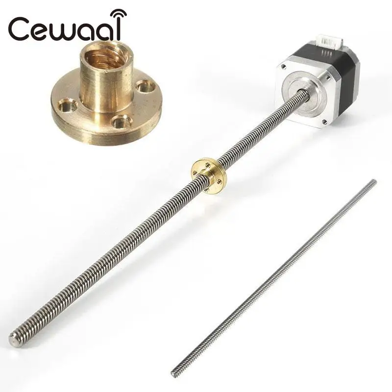 

Cewaal Screw Rods With/Bronze Nut For Reprap 3D Printer Z Axis T8-2-D8 150mm-500mm Accessories