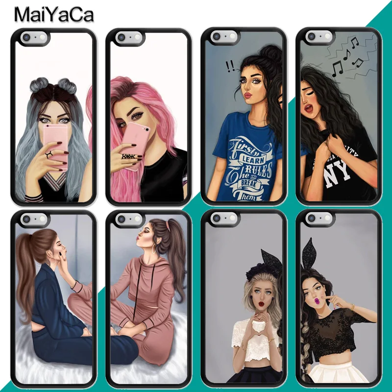 

MaiYaCa BFF Cute Girl Best Friend Couple Soft Rubber Mobile Phone Case For iPhone 7 8 6S Plus X XS MAX XR 5S SE Cover Skin Shell