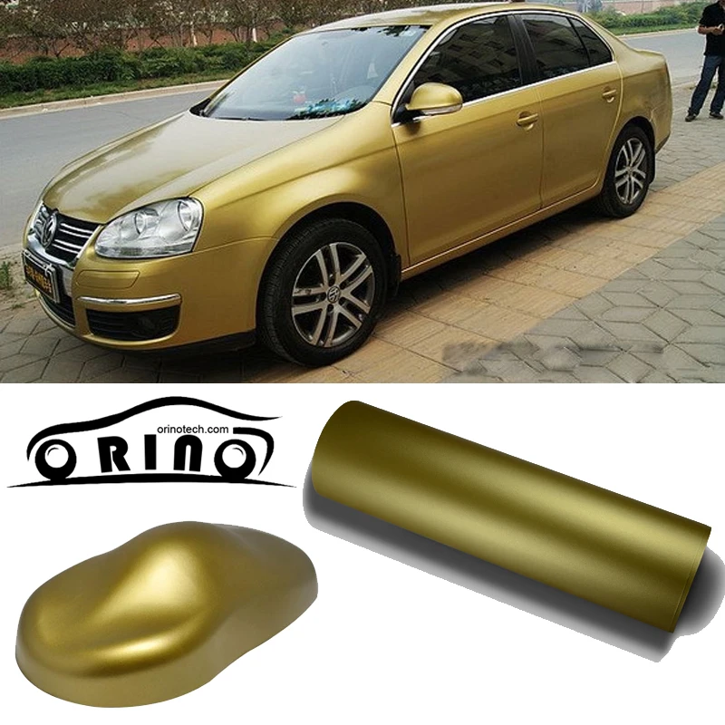 High Quality Matte Golden Car Wrap Vinyl Film Matte Vinyl Wrap With Air Free Vehicle Wraps Size