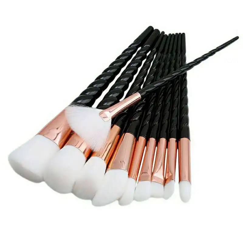 

10pcs Spiral Makeup Brushes Synthetic Eyebrow Blending Foundation Eyeshadow Blush Contour Powder Cosmetic Black Makeup Brush Set