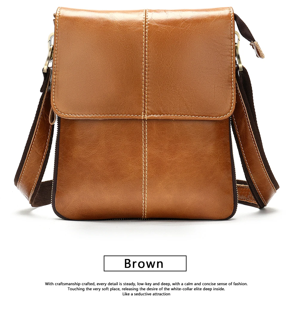 14 Men's Genuine Leather Shoulder Bag Cover & Zipper Leather Crossbody Bags for Men Messenger Bag Men Shoulder Bags Male Flap