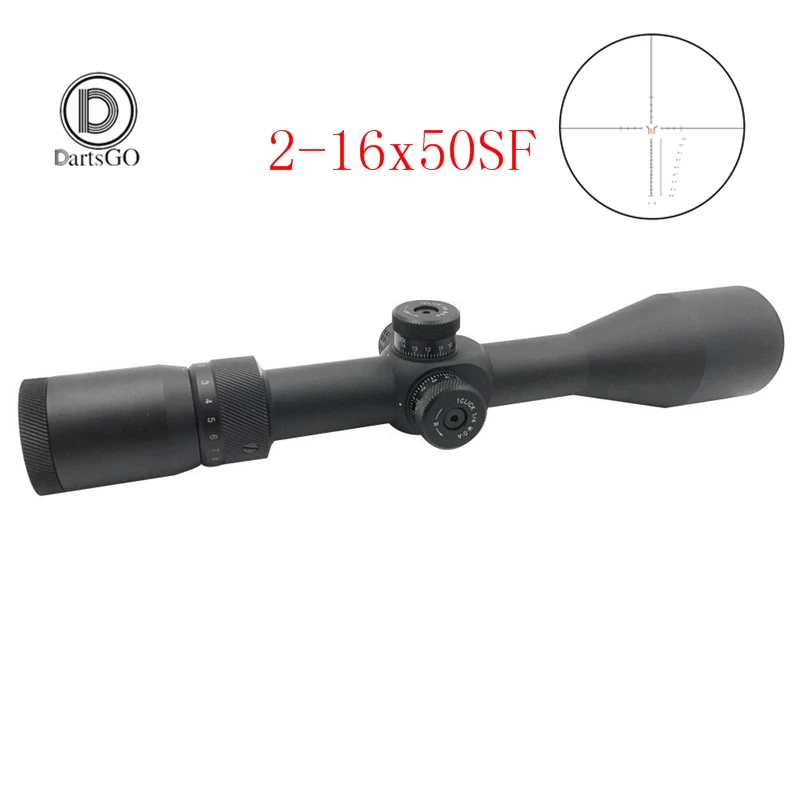

DDartsGO Hunting 2-16x50 Sniper Scout Long Range Rifle Airsoft Scopes RED Illuminated Milling Reticle/w Flip Cover&Sunshade Tube