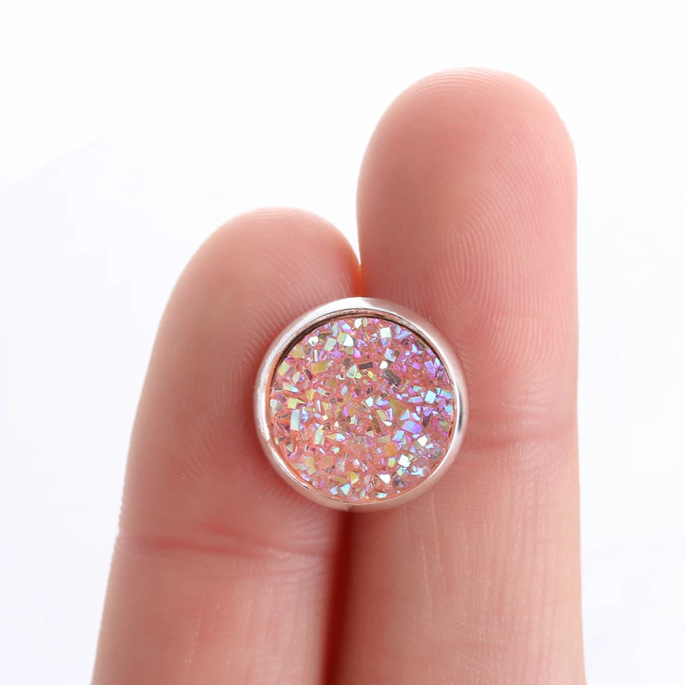 1 пара ручная работа Druzy/Drusy полимерная серьга сверкающее купольное уплотнение