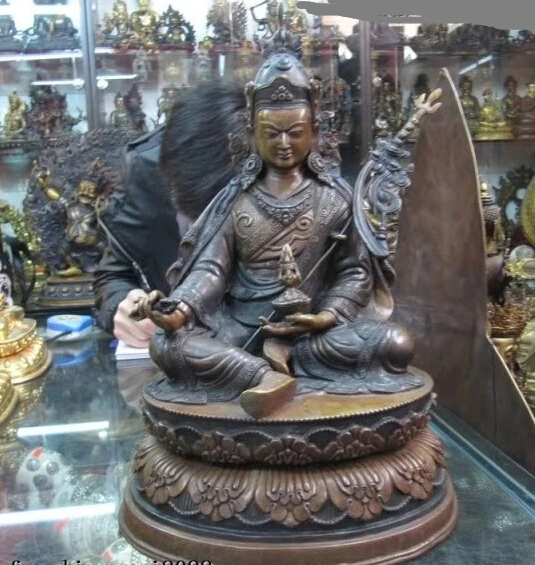 

(GANG ) 16" Tibet Buddhism temple Pure purple Bronze Padmasambhava master Buddha Statue