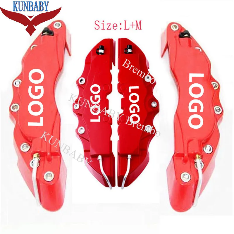 KUNBABY 4 Pcs ABS Plastic Red Car Auto 3D Word Style Disc Brake Caliper Covers Front