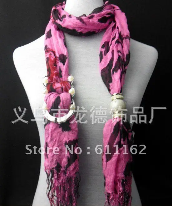 Розовый цвет синий сплава кулон шарф кулон Роза профессиональные шарф 24 шт