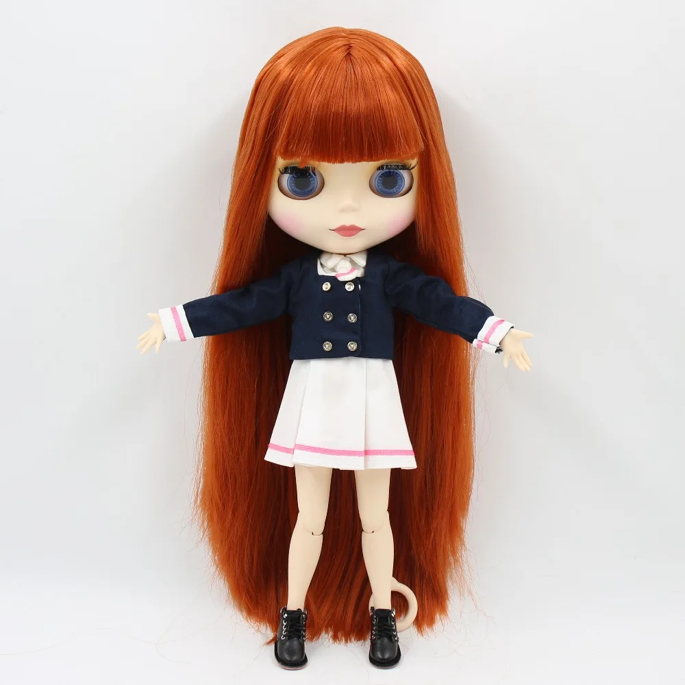 ICY DBS Blyth Doll 1/6 bjd toy 30cm red brown Hair white skin joint body matte face girl gift ob24 anime doll 4