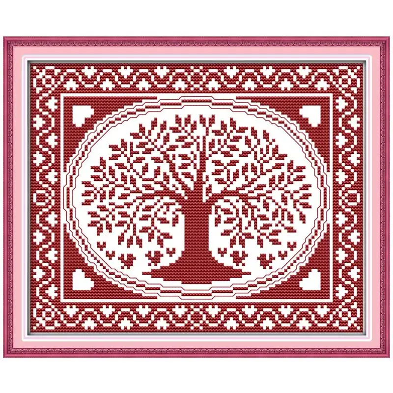 

The oval happiness tree counted printed on the canvas DMC 11CT 14CT DIY kits Cross Stitch embroidery needlework Sets home decor