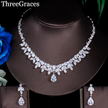 Трехцветные Роскошные Маркиза Форма кубического циркония с украшением в виде кристаллов большая капля воды Африканские свадебные украшения комплекты для невест JS139