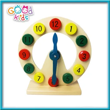 

On Stock Hot Sale 1pcs Baby Cognitive Early Education Color Digital Wooden Clock Time Teaching Toys Kids Toys