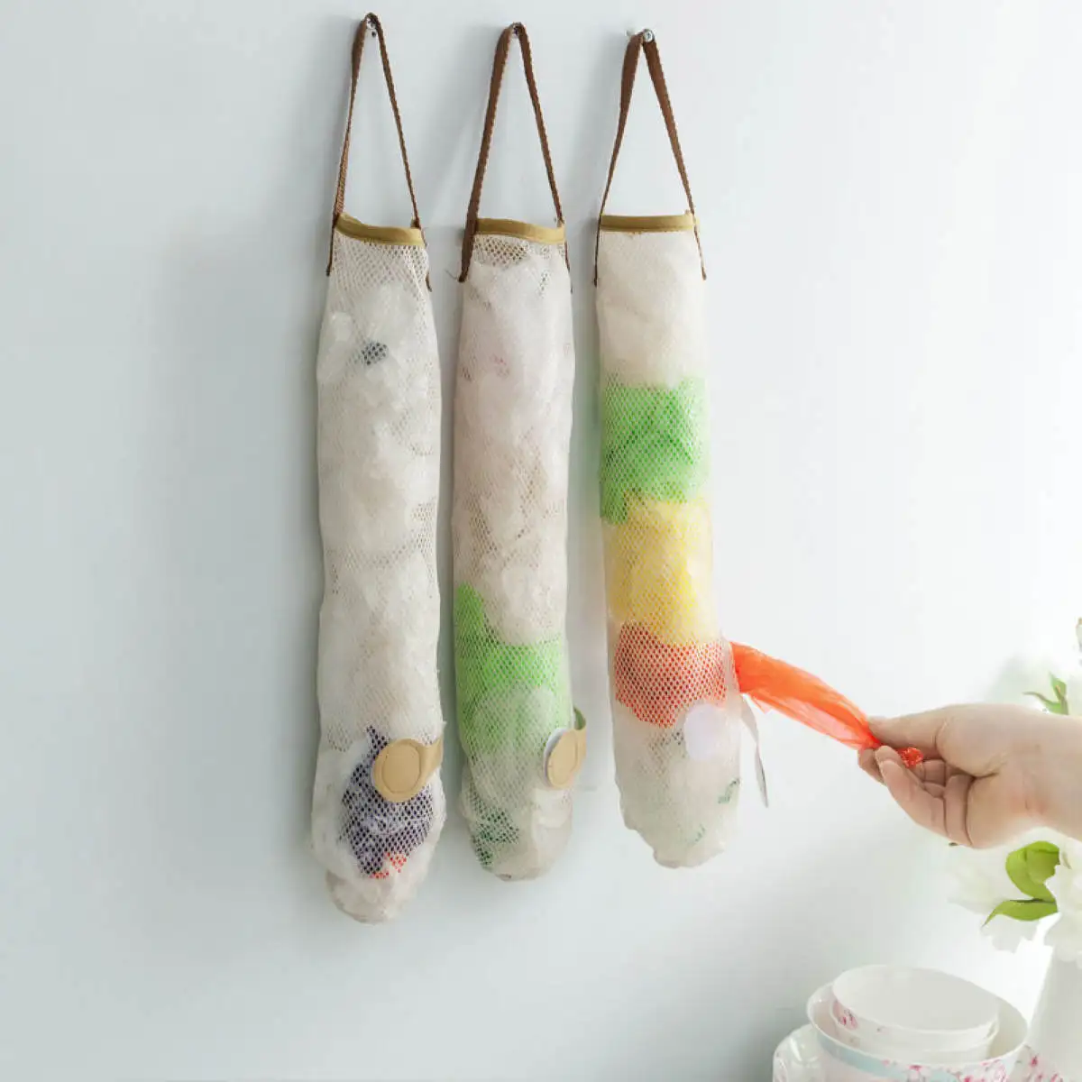 JX-LCLYL Home Grocery Bag Holder Storage Dispenser Plastic Wall Mount Kitchen Organizer