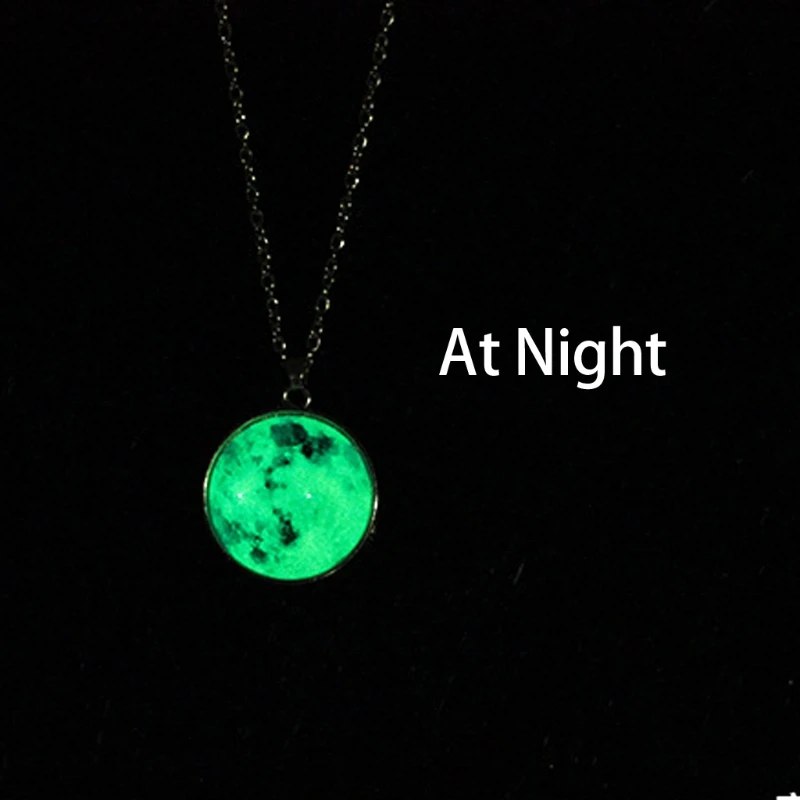 

Galaxy Planet Fairy Moon Luminous Pendant Necklaces Glow In The Dark Jewelry
