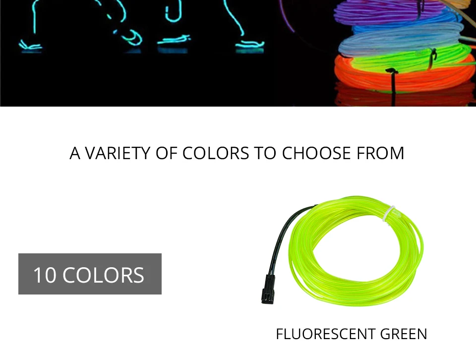 1m 2m 3m 4m 5m Neon Light EL Wire 3 Modes 10 Colors LED Strip Light