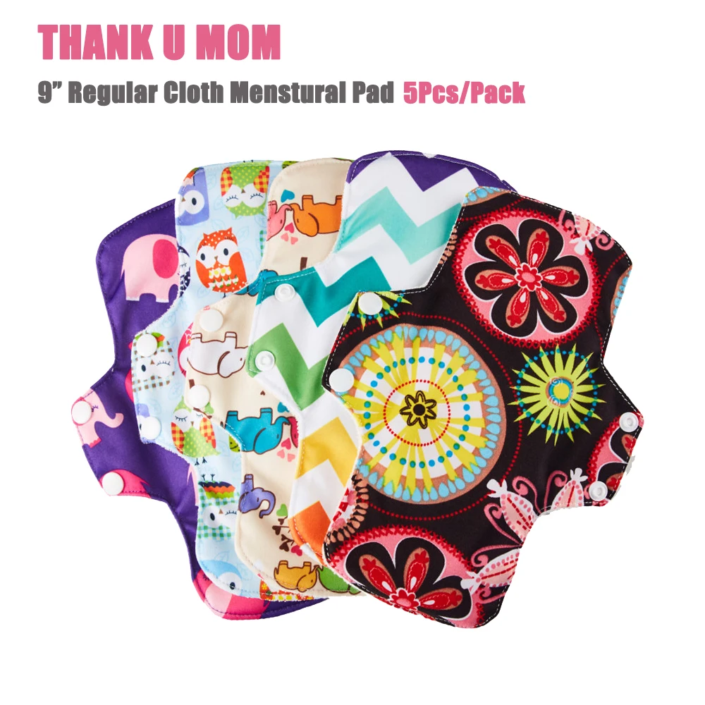 5pcs U Pick 9" Regular Bamboo Fiber Cloth Menstrual Pad Sanitary Napkin