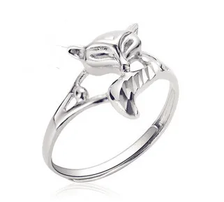 

2015 New arrival high quality cute little fox design 925 sterling silver ladies`adjustable size rings jewelry gift