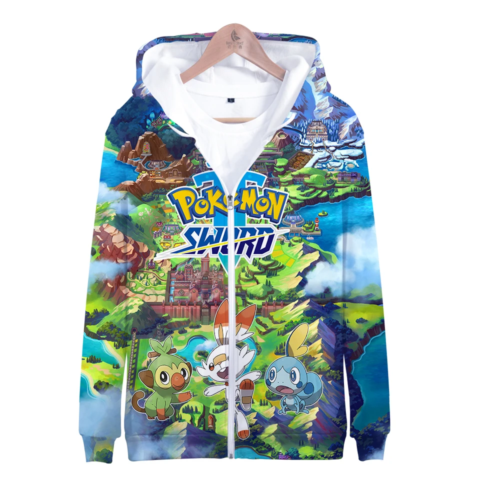 Anime Cartoon Pokemon Sword and Shield 3D Zipper Sweatshirt Men Women Autumn Winter Pokemon Go Casual Zipper Clothes Plus Size Anime Cartoon Pokemon Sword and Shield 3D Zipper Sweatshirt Men Women Autumn Winter Pokemon Go Casual Zipper Clothes Plus Size