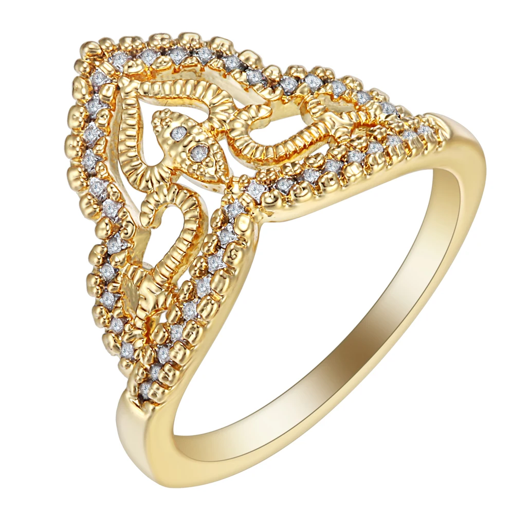 White Zirkon Fashion gold-color CZ zircon Jewelry Lady Wedding Rings Princess Crown Jewellery Women Bijoux Distribution