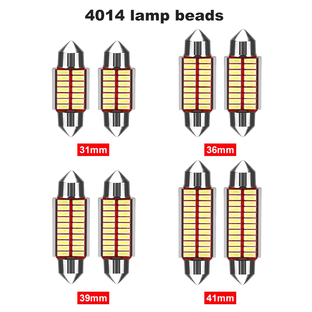 2 шт. высокое качество 31 мм 36 39 41 C5W C10W яркая 4014 SMD светодиодная гирлянда Canbus без