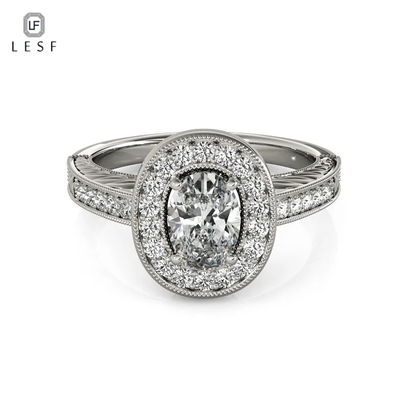 

LESF Vintage Style 925 Sterling Silver Ring Oval Cut Zirconia Wedding Rings for Women Engagement Ring Support customization