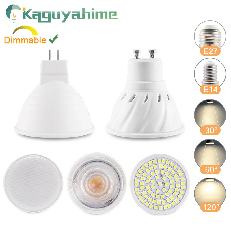 Kaguyahime светильник точечной подсветки регулируемый светодиодный светильник MR16 E27 GU10 GU5.3 MR11 6 W 7 W 8 W 220 V DC 12 V Светодиодная лампа света лампада