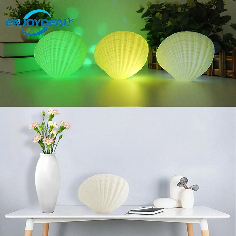 New LED Night Light 7 Colors Creative Bluetooth Music Player Speaker Led Shell Light Rechargeable USB Home Bedroom Decor Lamp