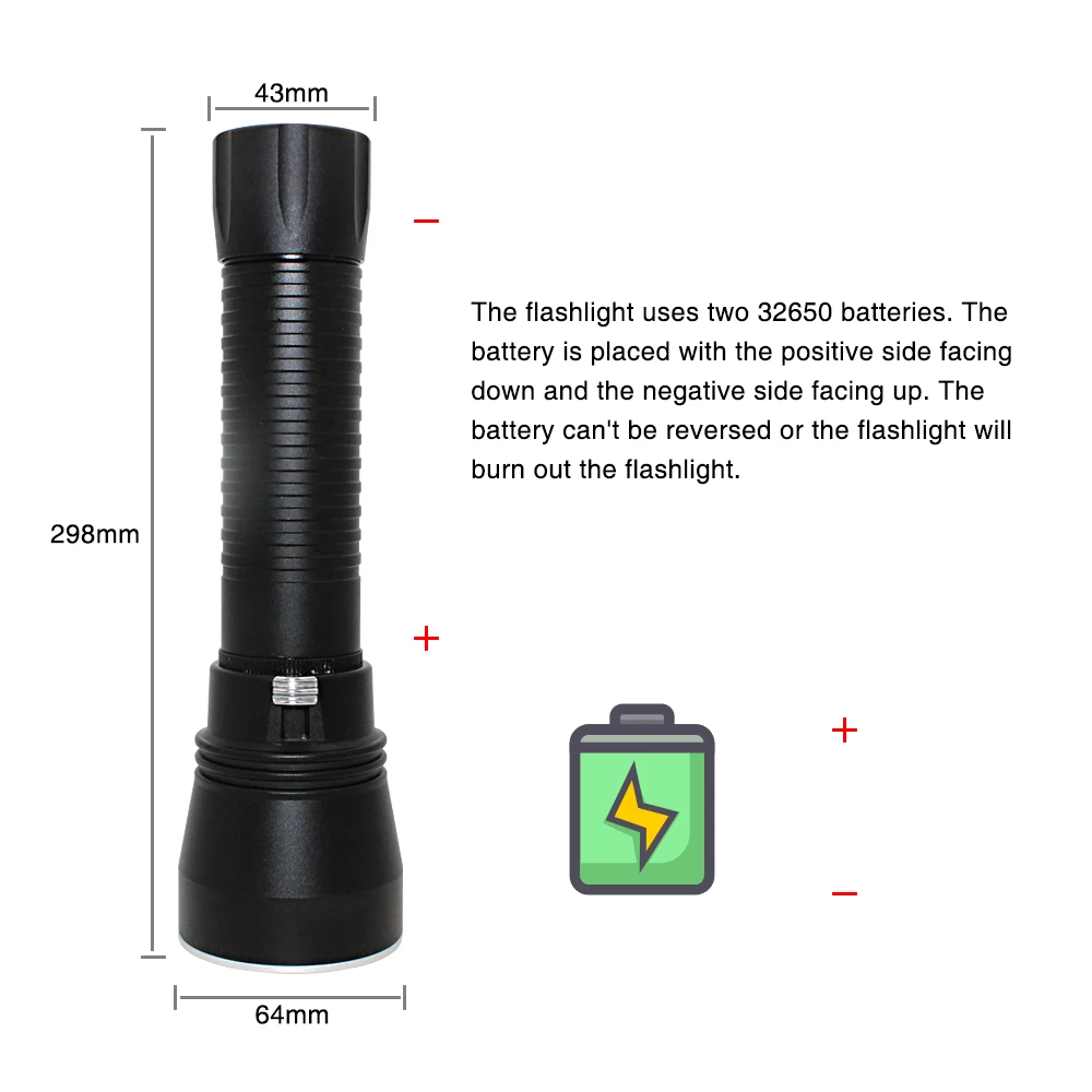 32650 Battery xhp70.2 led diving flashlight (3)