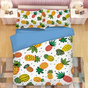 

Watercolor Pineapple Bedding Set Twin full Queen King Size Duvet Cover Pillowcase white blue quilt cover sets fashion bedclothes