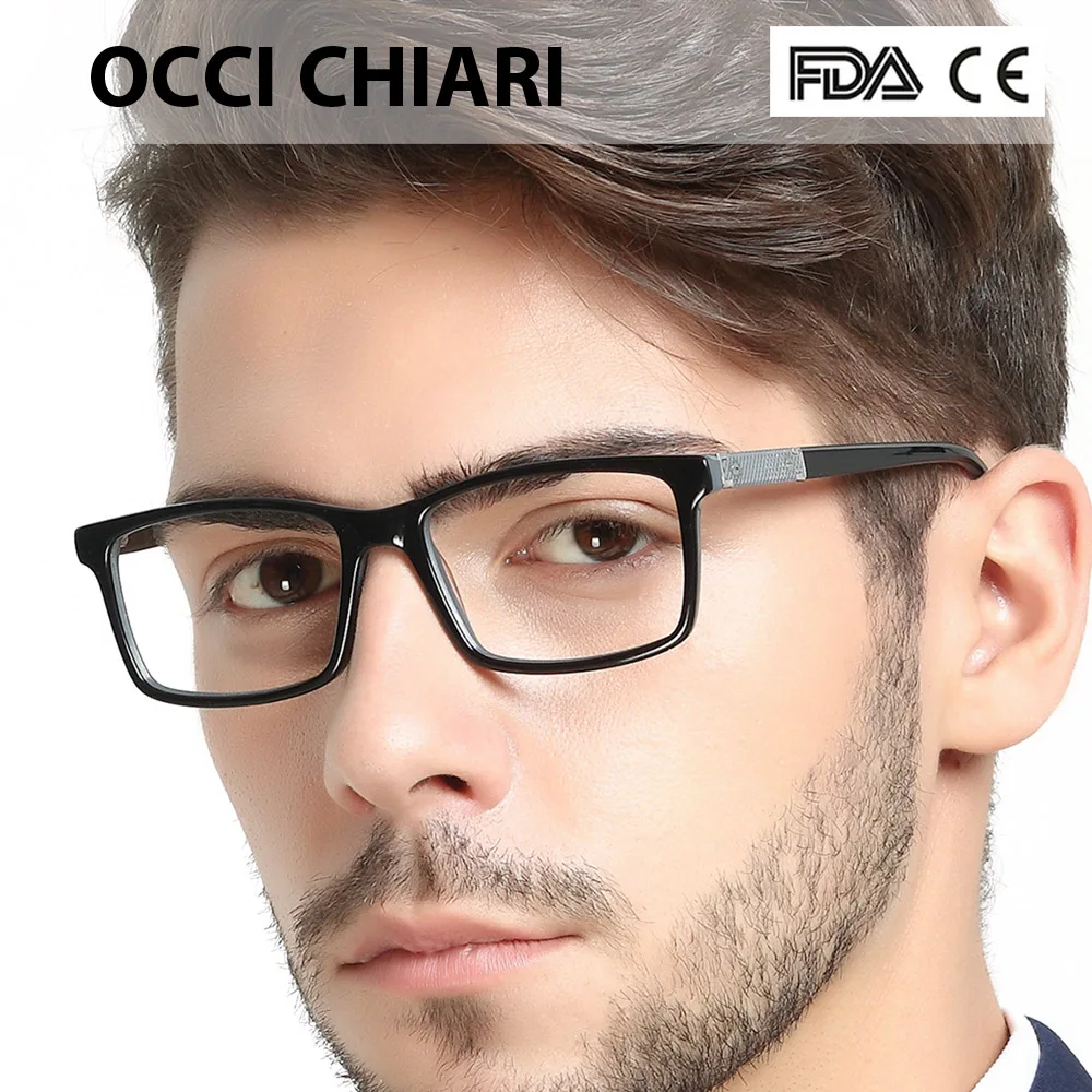 

OCCI CHIARI Men Glasses Frame Optical Men Man Classic Square Acetate Eyeglasses Frames Myopia Glasses Spectacles W-CACCI
