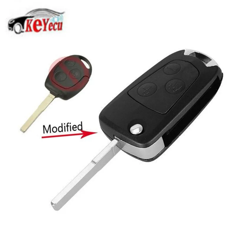 KEYECU Modified Flip Remote Key Shell 3Button Case Fob HU101 for Ford Focus Fusion Festiva Suit KA 2002 2003 2004 2005 2006 2007