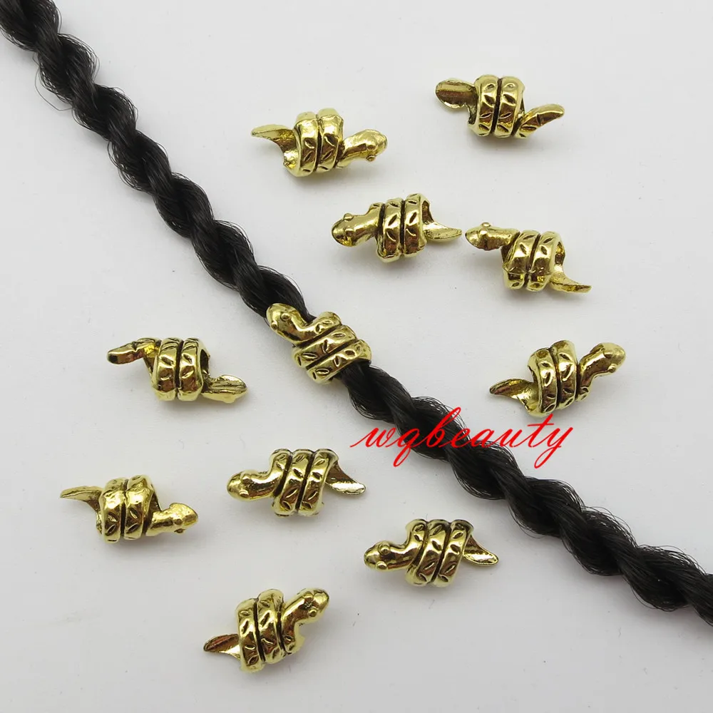 20Pcs/Lot Antique Gold snake hair braid dread dreadlock beads cuffs