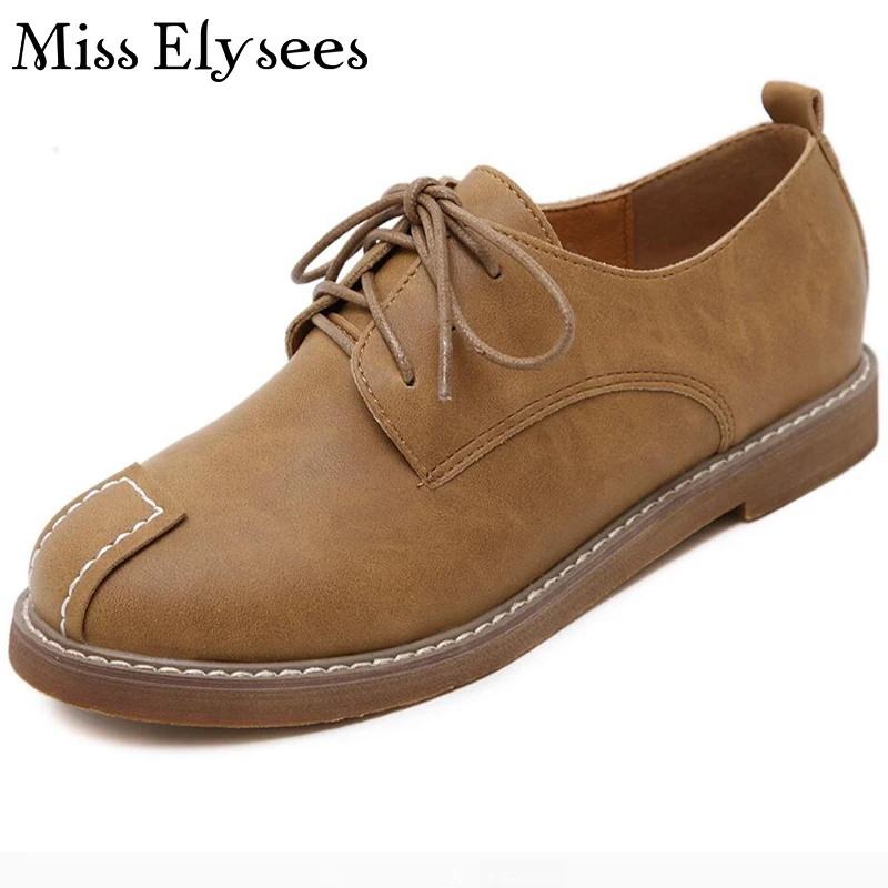 

Designer Round Toe Women's Flat Shoes Lace Up Platform Flats Retro Oxfords Woman 2017 New Spring Summer Footwear Dame Schuhe