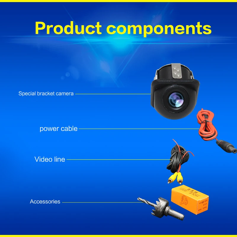 Smartour Car universal reversing camera 170 degree wide angle small straw hat rear view image waterproof  night vision camera 