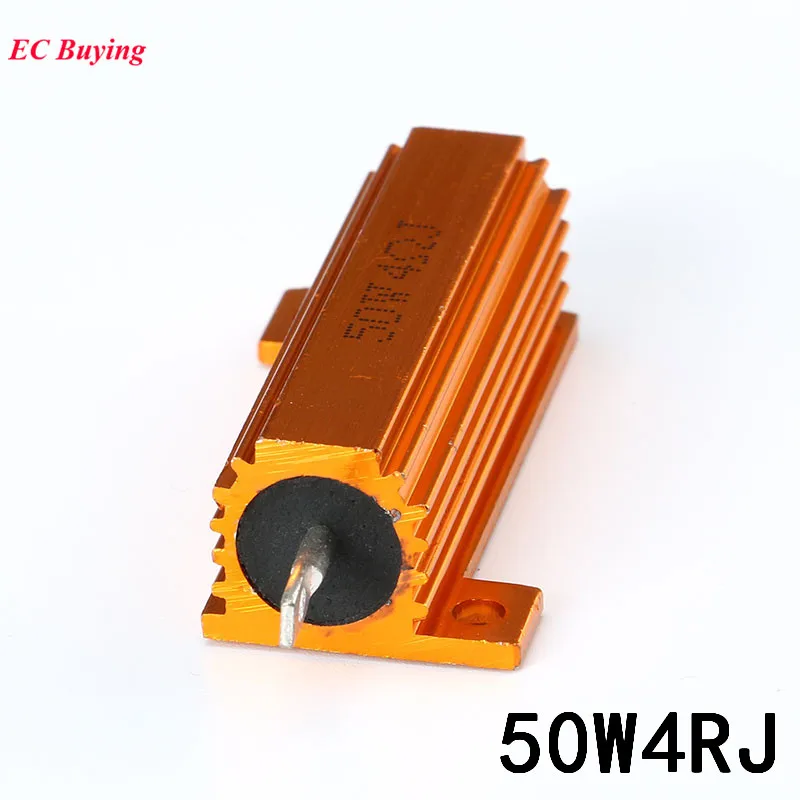 Us 1 29 8 Off Rx24 50w 4r Metal Aluminum Case High Power Resistor Heat Sink Resistor Golden Resistor 4 Ohm In Resistors From Electronic Components