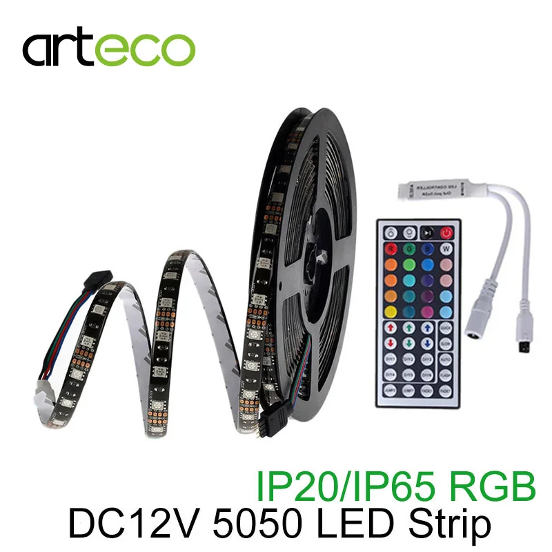 DC12V LED Strip 5050 RGB Black PCB 60LEDs m 5M IP20 IP65 Waterproof 5050 LED Strip
