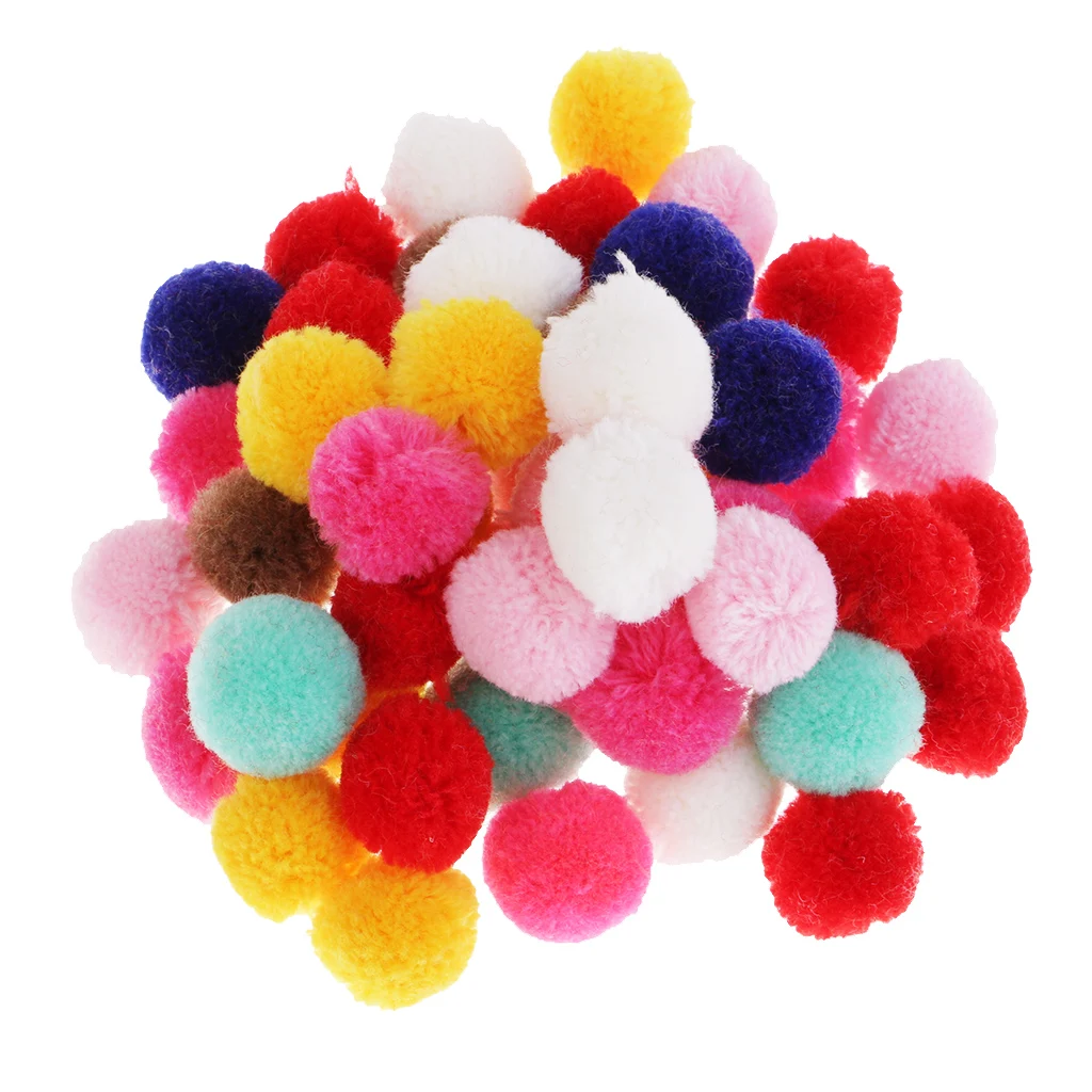 50pcs Creative Mixed Fluff Craft Yarn Pom Poms Balls for DIY Craft Projects