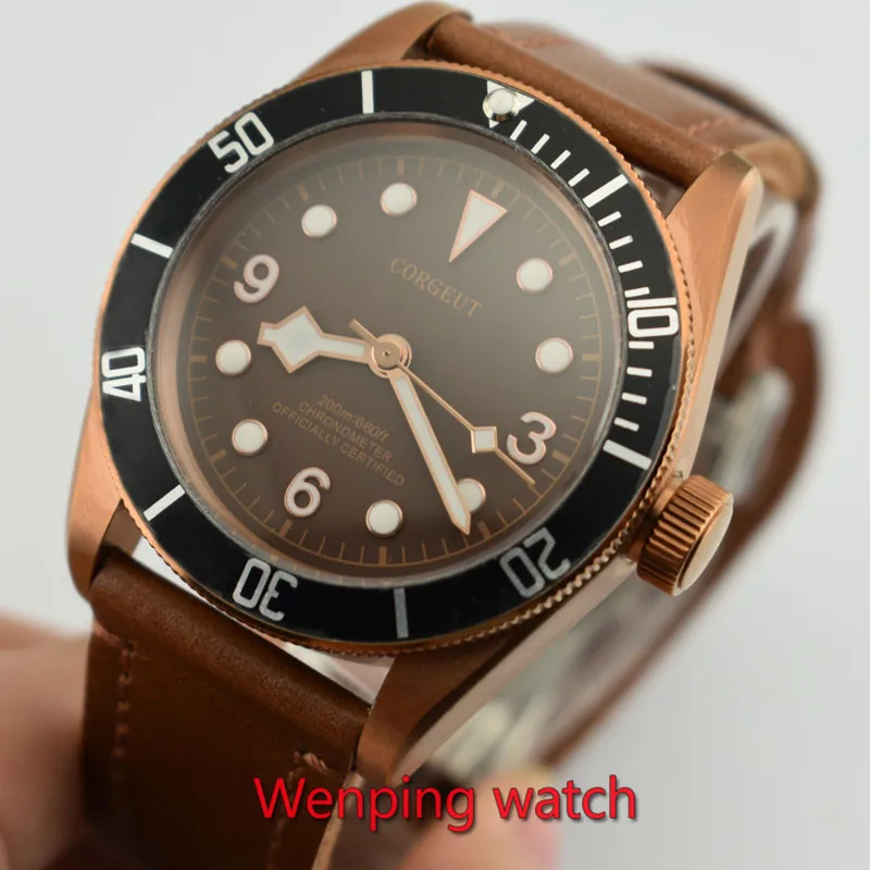 

41mm Corgeut watch water resistance Vintage bronze plating stainless steel sapphire glass Automatic movement Men's watch