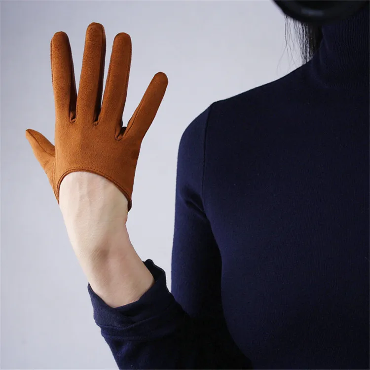 Женские перчатки, длина 50 см, замшевые кожаные перчатки, модные коричневые, Имитация натуральной кожи, без подкладки, вечерние, Vestido, Женские варежки TB89