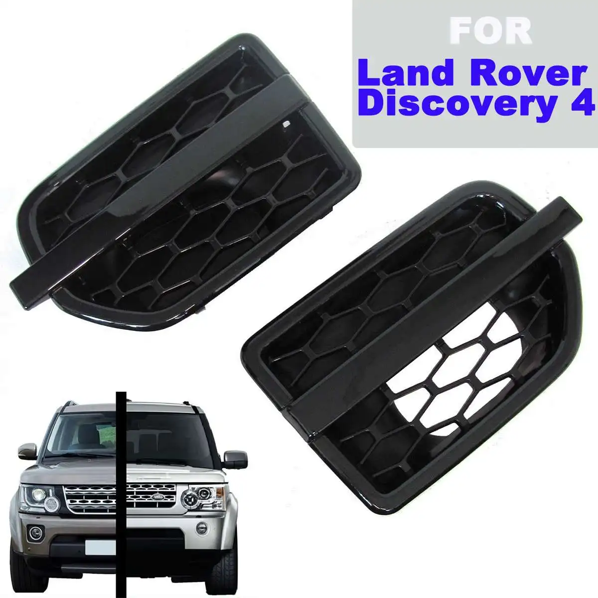 

1 Set Air Side Vents Front Wing Intake Grille for Land Rover for Discovery 4 LR4 Car Styling ABS Gloss Black Front Grilles
