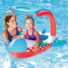 Уплотненные детские пластиковые плавающие кольца в форме самолета для мальчиков, детские солнцезащитные очки, спасательное кольцо, навес, Детская лодка