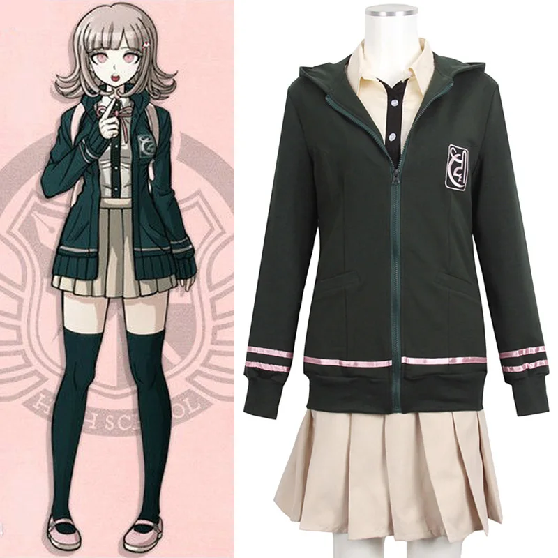 Новое поступление высококачественное аниме Danganronpa Chiaki Nanami костюм для тематической вечеринки ArmyGreen хлопковое пальто на молнии с капюшоном куртка с капюшоном